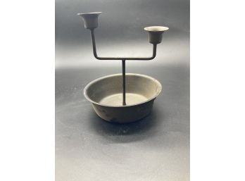 2 Arm Metal Candle Holder With Drip Pan