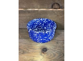 Enamel Ware Splatter Bowl Blue And White