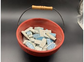 Lot Of Small Blue And White Tiles