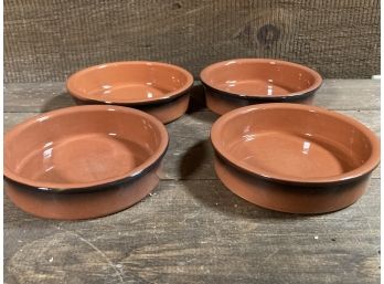 Set Of 4 Pottery Shallow Bowls