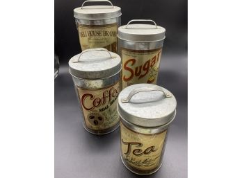 Set Of 4 Tin Countertop Containers