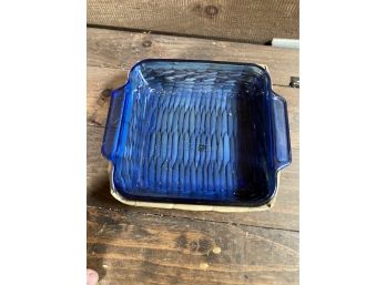 Anchor Blue Glass Square Casserole Dish