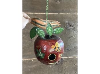 Adorable Hanging Metal Painted Apple Bird Feeder