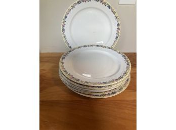 Set Of Carrollton China Dinner Plates With Beautiful Floral Pattern.