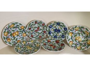 Stunning Set Of 6 Italian Hand-made Ceramic Plates By Ceramiche I.M.A. Made In Montelupo Fiorentino Italy