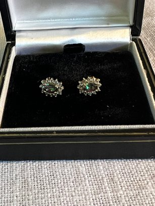 Labradorite And Diamond 10k Gold Post Earrings In Box 1.66g