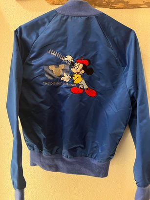 Rare Disney Channel Satin Jacket 80s Mickey Mouse Movie Cartoon Small