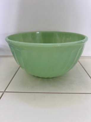 Fire King Jadeite Swirl Oven Ware Mixing Bowl Green Glass Made In USA-Vintage 8'