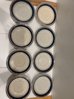 8 Contemporary CHATEAU 6 Saucer Plate Cobalt Blue Brown Japan