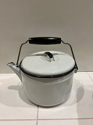 Vintage Metal Teapot With Wood Handle