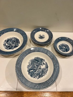Assorted Currier And Ives Dishes