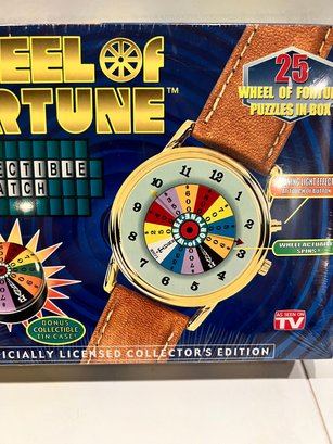 1990s Wheel Of Fortune 18K Gold Plated Collectors Watch Spins W/ Tin Sealed COA