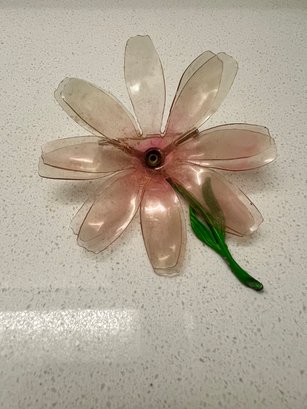 Vintage Clear Plastic Flower Brooch
