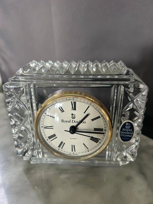 Vintage Royal Doulton Crystal Shelf Clock Quartz Movement Made In Germany