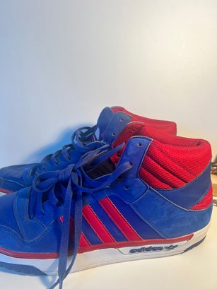 Vtg Adidas Post Player Vulc Retro Hi Top Sneakers Blue/Red Mens Size 12