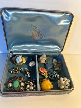 Antique Pieces Baubles Costume Jewelry In Antique Box