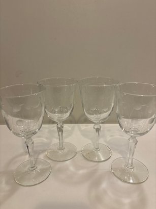 Set Of Four Vintage Wine Glasses