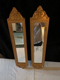 Pair Of Vintage Wood 24 Inch Wall Mirrors