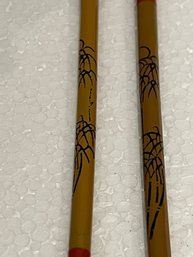 Geisha Ceramic And Two Pairs Of Vintage Chopsticks