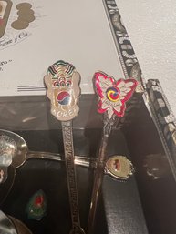 Cigar Box Full Of Unique Souvenir Spoons