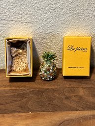 Miniature Pineapple By La Pietra Swarovski Crystals -  2 X 1 1/8