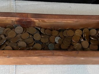 26 X 4 Tray Of Mostly Wheat Pennies Plus Steel