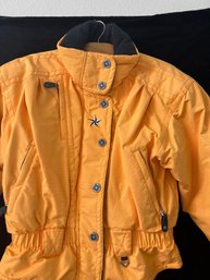 VTG 90s Obermeyer Ski Snow Jacket Coat Yellow 12 Large RARE Clean!!! Womens