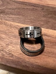 Mens Size 8 Stainless Steel Religious Rings. Bible Verse