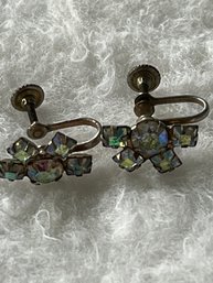 Gorgeous Borealis Rhinestone Earrings, Twist Back