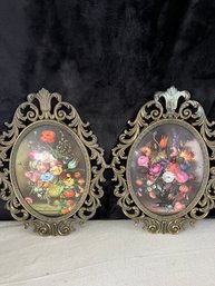 Pair Of 14 Inch Vintage Framed Art Made In Italy