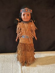 Circa 1970s Native American Doll Plastic Face