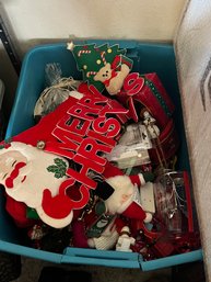 Large Rubbermaid Of Christmas Goodies, Some Vintage