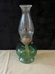 Vintage 15 Inch Green Hurricane Lamp