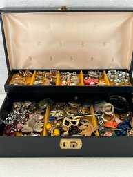 Fabulous Vintage Jewelry Box Filled With Assorted Vintage And Costume