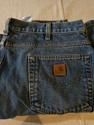 Mens Carhart Blue Jeans Size 38x34