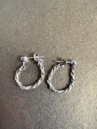 Sterling Silver Italy 925 One Piece Loop Earrings 2.2g