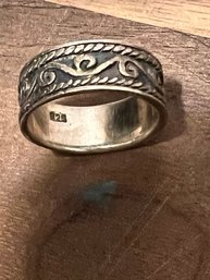 Vintage Sterling 925 Scroll Ring Size Six 5.3g Tribal Design