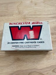 Winchester, Western 20 Centerfire Cartridge Cases Ammo Original Vintage Box.