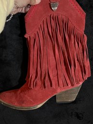 Awesome Vintage Fringe Suede Boots Size 8