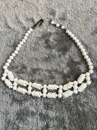 Vintage White Beaded Glass Choker