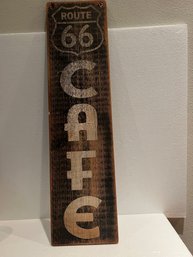 Wooden Sign Route 66, Caf 9 X 36