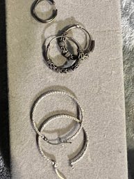 Sterling Silver Earrings And A Tiny Ring 925 6g