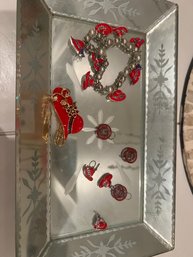 Red Hat Society Pins, Bracelet And A Tray