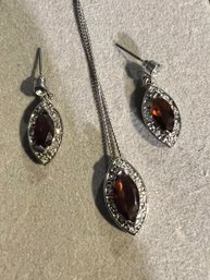 Lovely Three Piece Costume Jewelry With Brown Stones