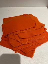 Lot Of 10 14 X 14 Mid Century Dinner Napkins Great MCM Orange Color.