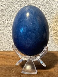 3 Inch Tall Blue Alabaster Egg  Geode Rock Stone