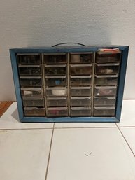 24 Drawer Metal Hardware Bin Box Filled