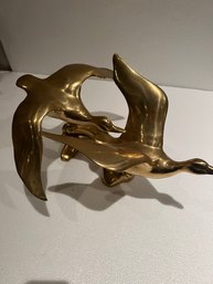 HUGE 29' Sculpture Amazing Vintage Very Heavy Bronze Geese In Flight DUCKS