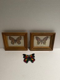 Vintage Butterfly Art Including Stained Glass