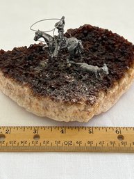 5 X 7 Pewter On Smokey Quartz Diorama Rancher With Horse